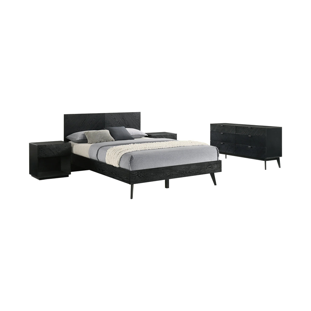 Queen 4 Piece Wood Bedroom Set Black Q422