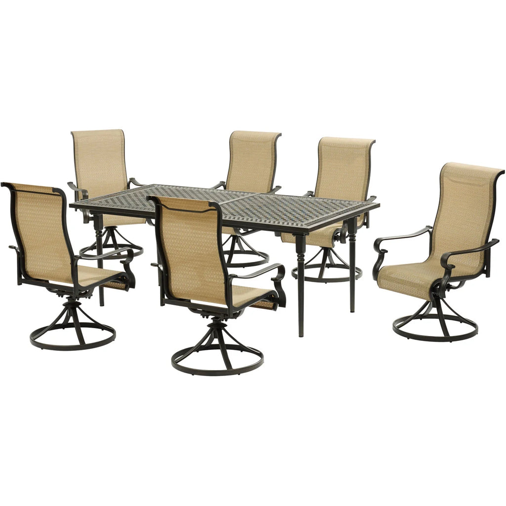 7-Piece Dining Set with Expandable Table and 6 Swivel Rockers B38548