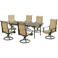 7-Piece Dining Set with Expandable Table and 6 Swivel Rockers B38548