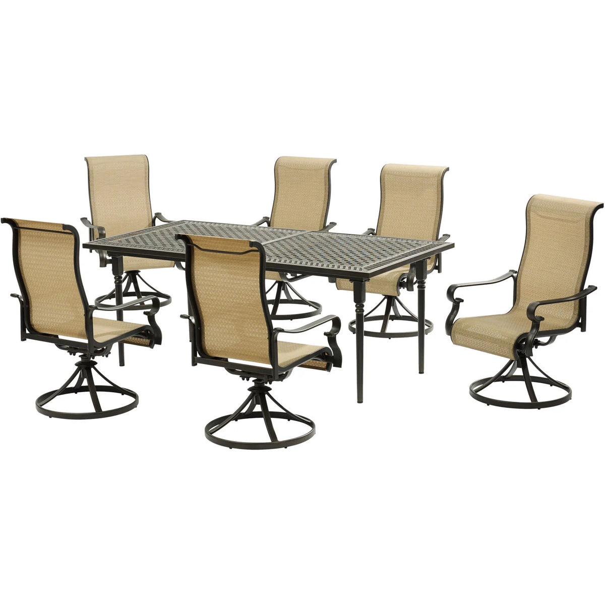 7-Piece Dining Set with Expandable Table and 6 Swivel Rockers B38548