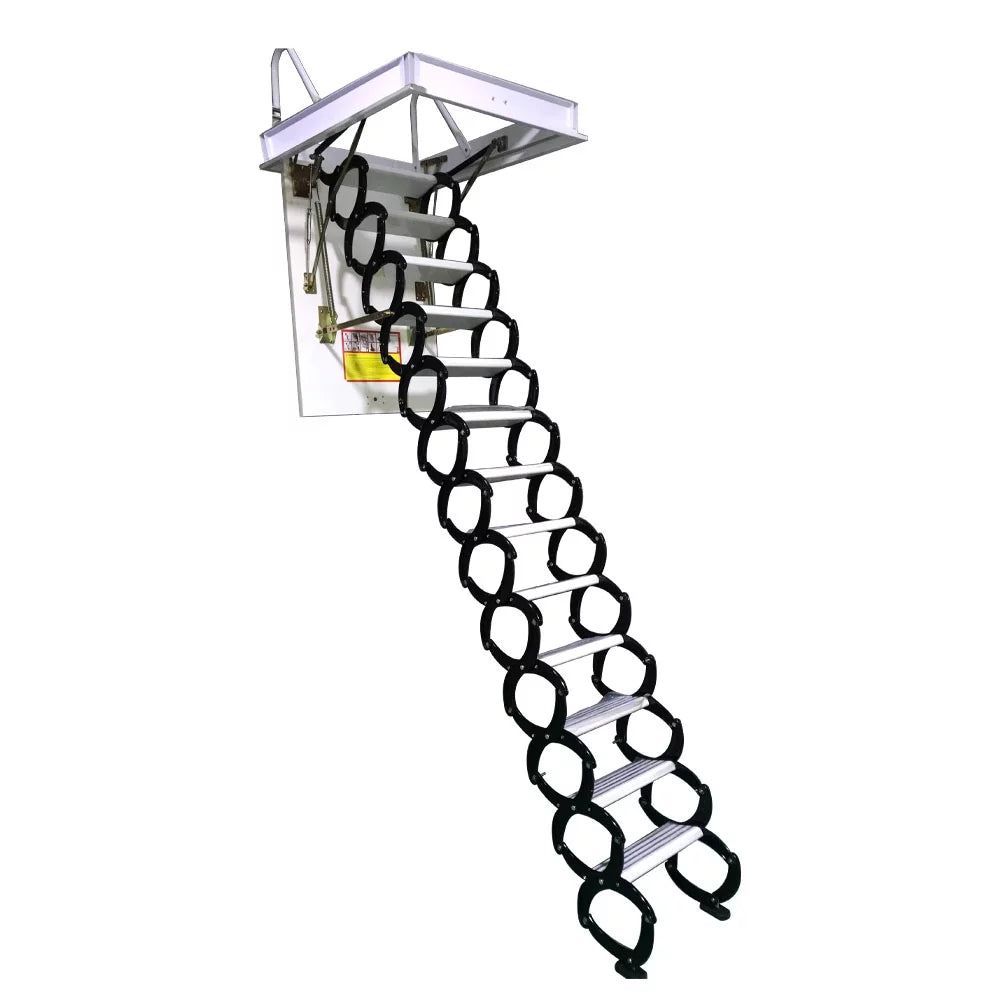Black and White 13 Steps Al-Mg Alloy Telescopic Folding Ladder Q14873