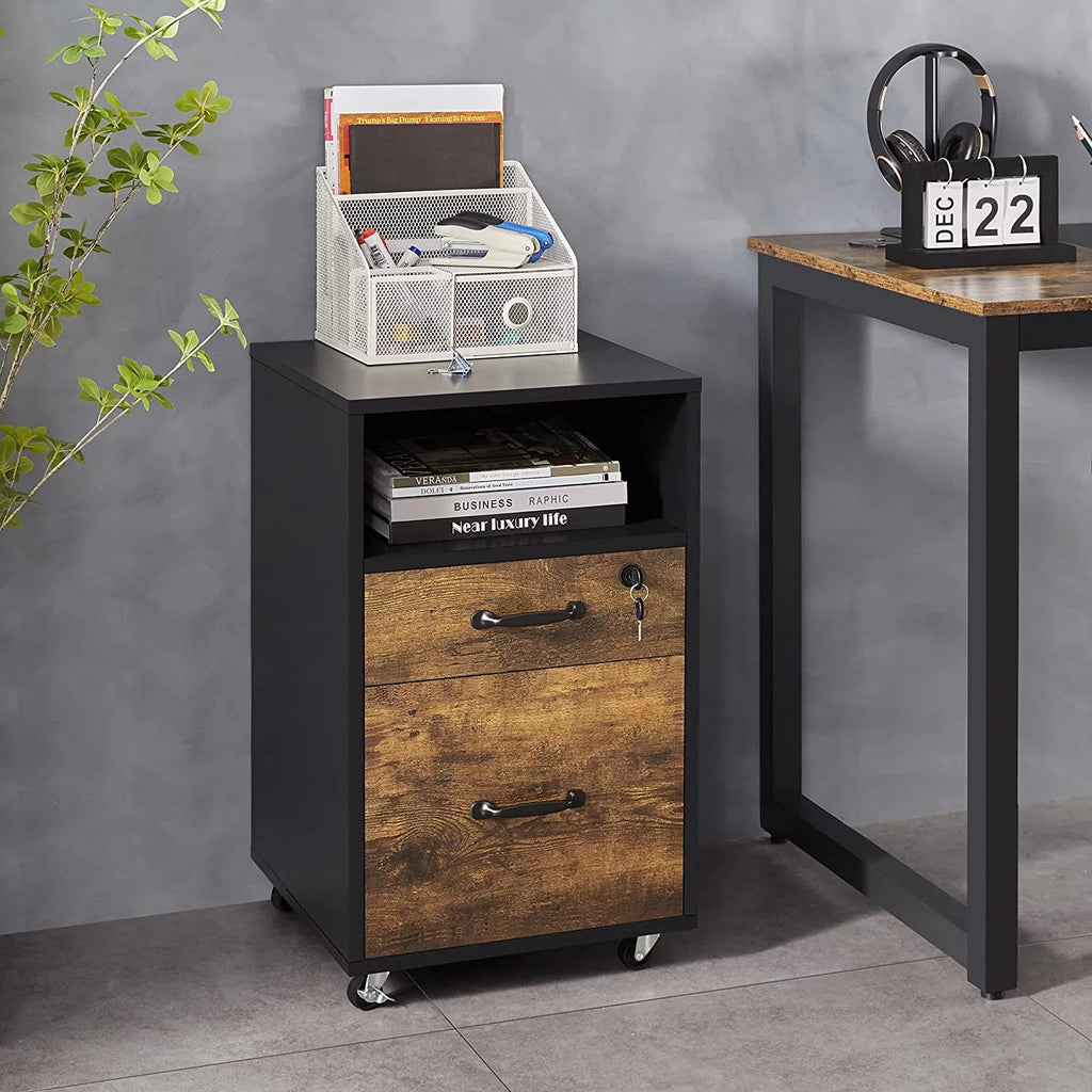 2 Drawer Filing Cabinet with Lockable Wheels U1848