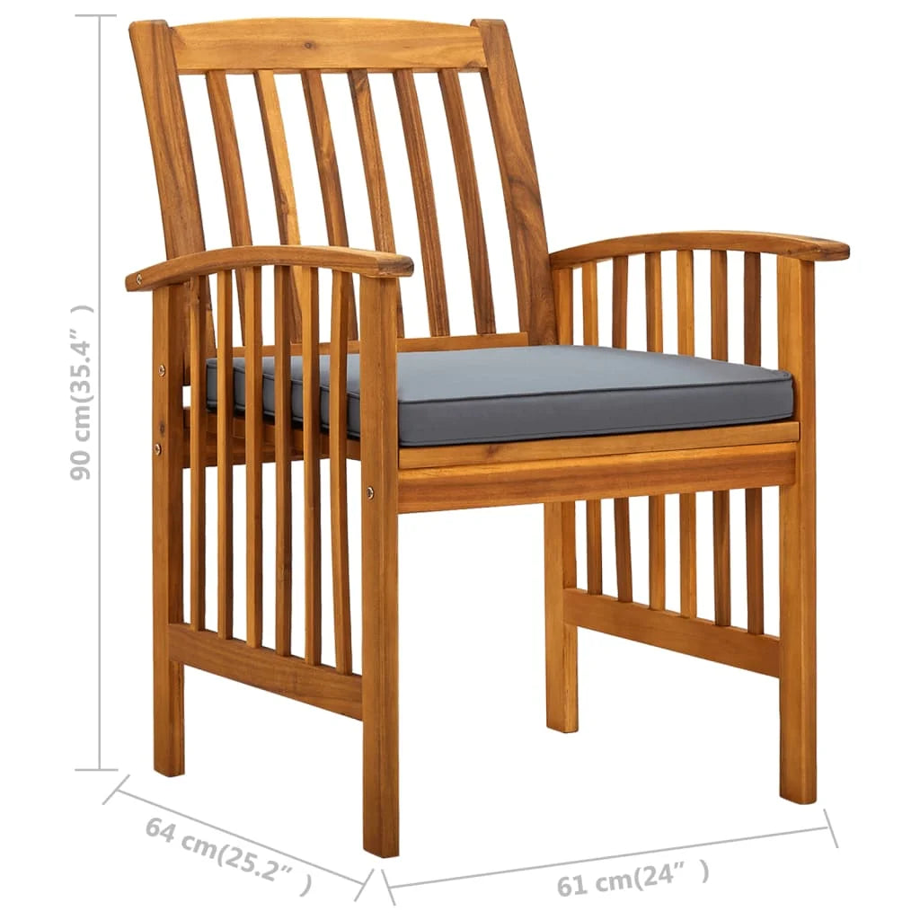 6 pcs Solid Wood Acacia Patio Dining Chairs with Cushions R321050