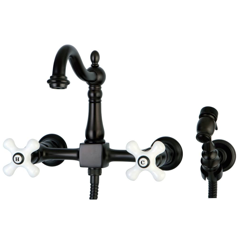 Oil Rubbed Bronze Wall Mount Kitchen Faucet with Brass Sprayer N329200