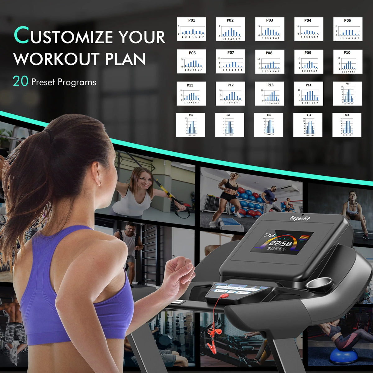 Folding Treadmill with Auto Incline LED Screen T2765