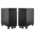 2 Piece Mobile Filing Cabinet Set with 2 Hidden Drawer in Black W4708