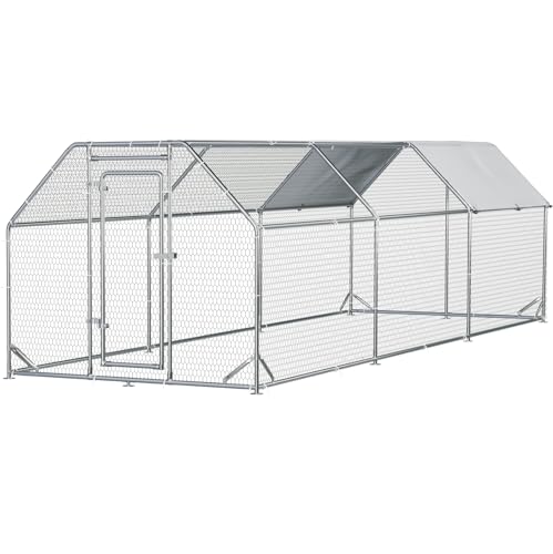 Large Metal Walk-in Chicken Coop with Waterproof Cover C408
