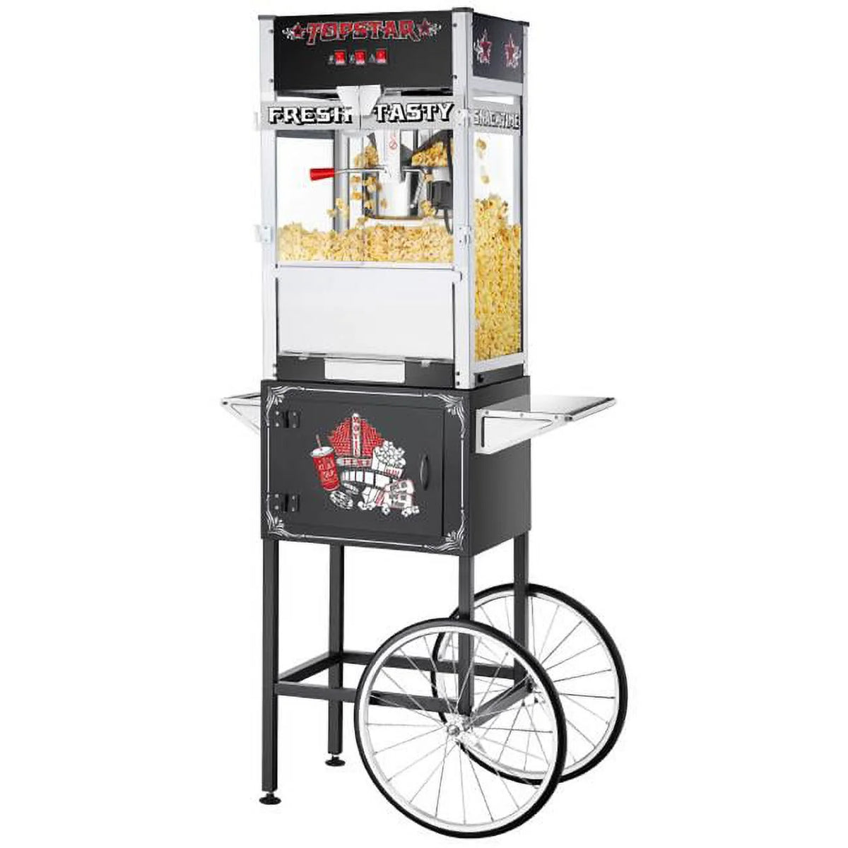 Black 12 oz Popcorn Machine with Cart U619