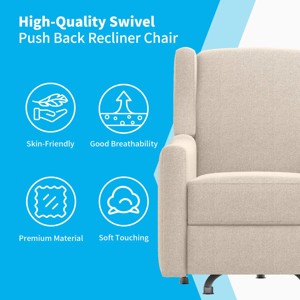 Beige Linen Swivel Rocking Chair S912