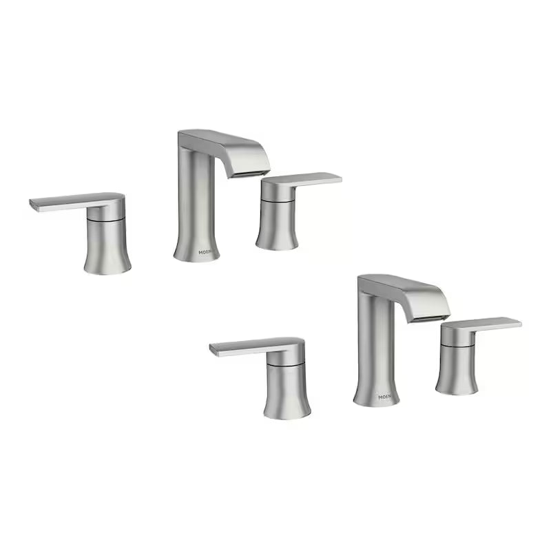 8 in. Widespread Double Handle Bathroom Faucet with Drain Kit Brushed Nickel 2-Pack F4716