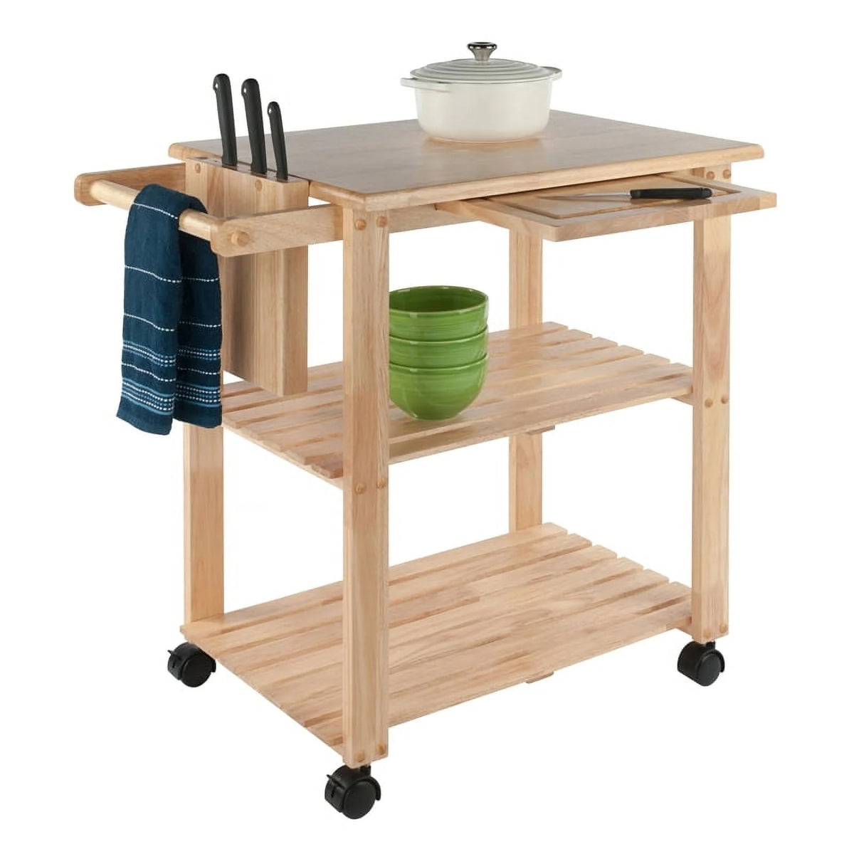 Wood Butcher Block Kitchen Cart in Natural Y596226