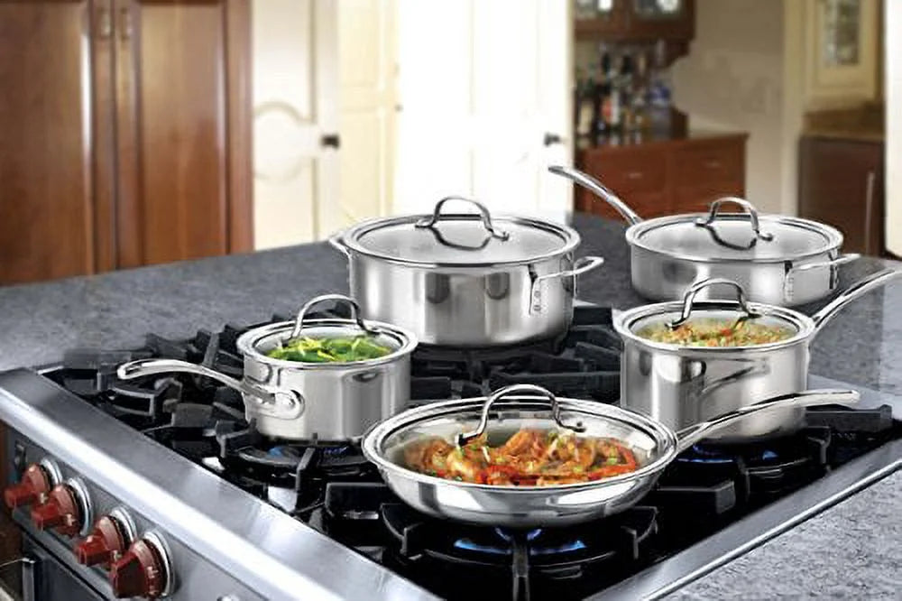 10 Piece Tri-Ply Stainless Steel Cookware Set I146