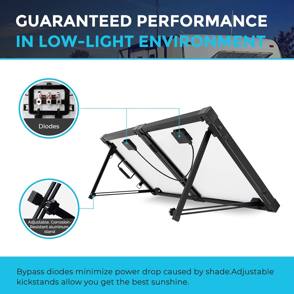 100W 12V Monocrystalline Portable Foldable Solar Panel Suitcase F486