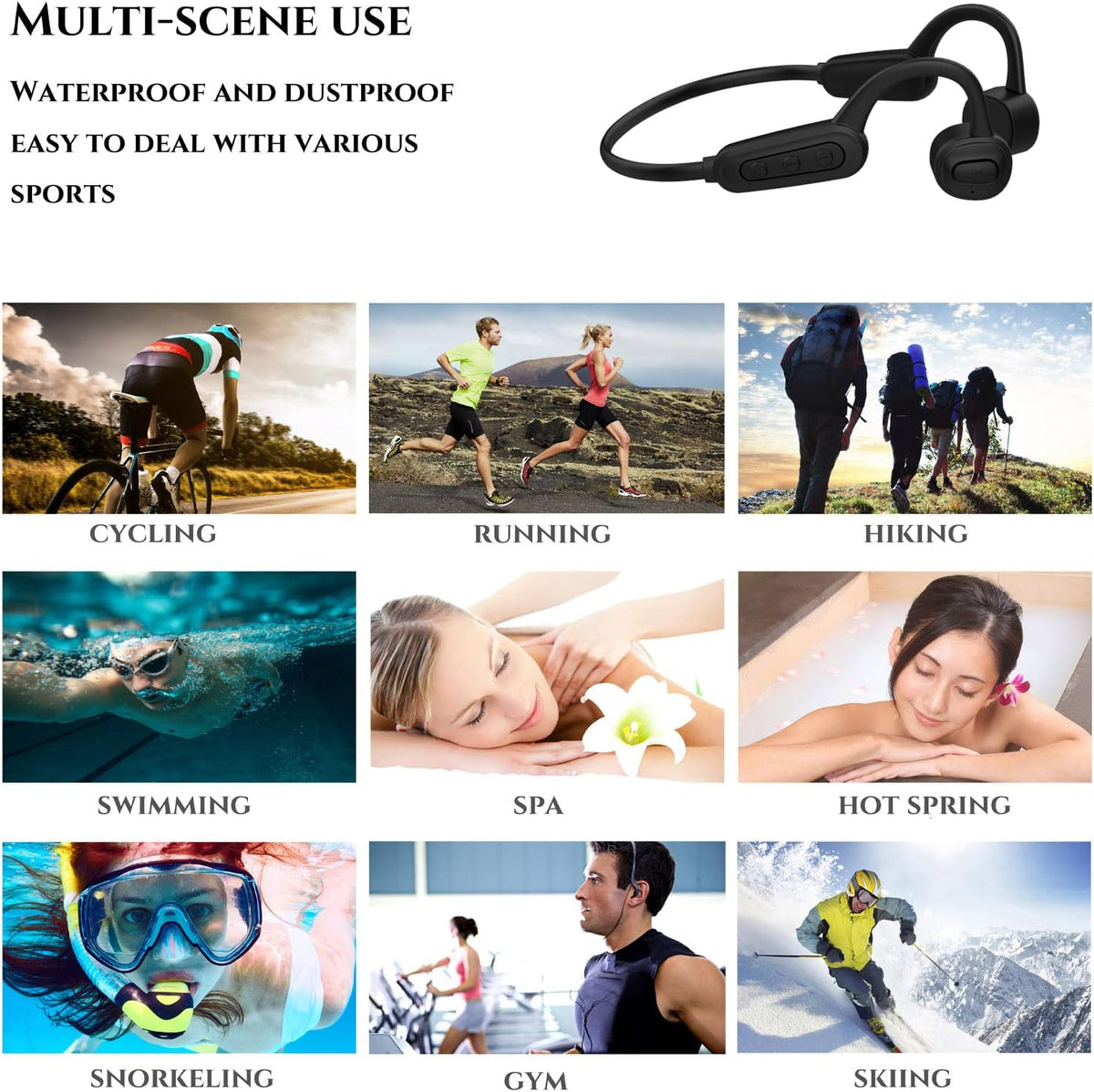 Bone Conduction Swimming Headphones IPX8 Waterproof 16GB Mp3 Player Open Ear X28589