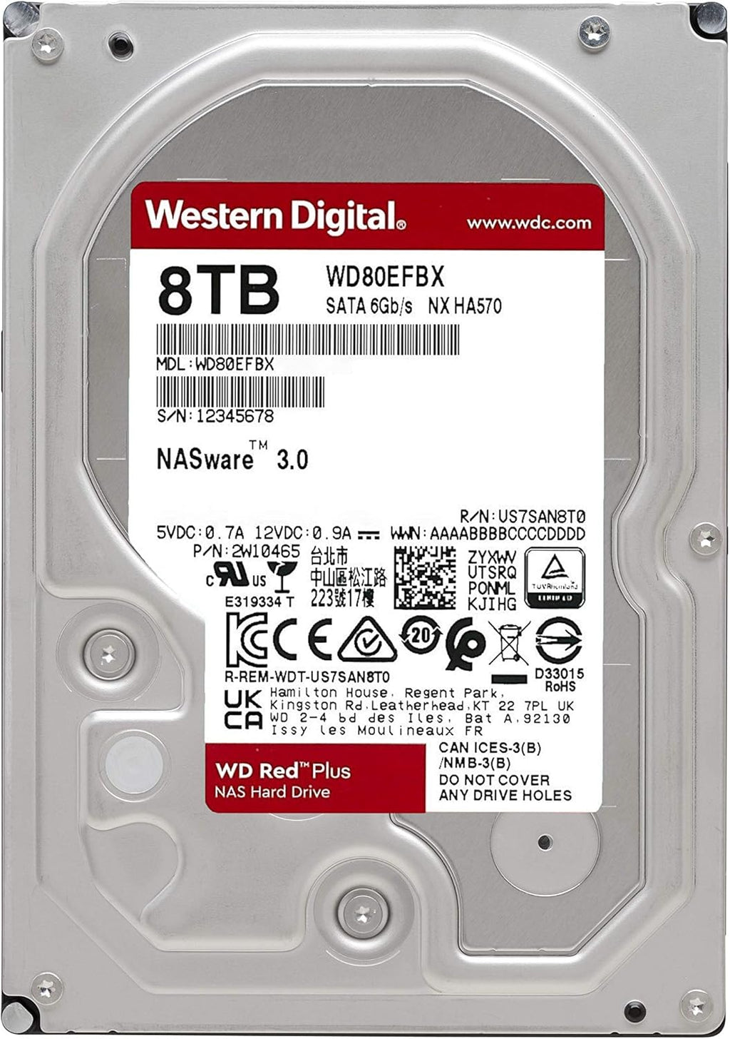 8TB NAS Internal Hard Drive HDD - 7200 RPM, SATA 6 Gb/s, CMR, 256 MB Cache, 3.5 N2062