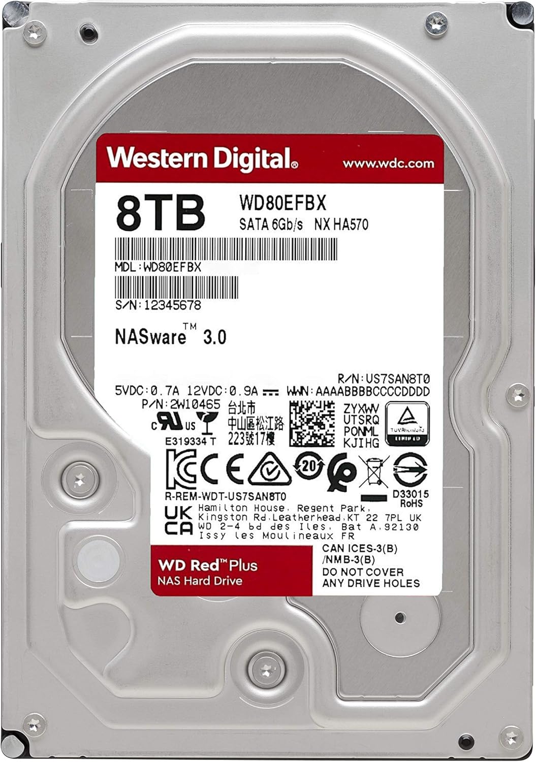8TB NAS Internal Hard Drive HDD - 7200 RPM, SATA 6 Gb/s, CMR, 256 MB Cache, 3.5 N2062