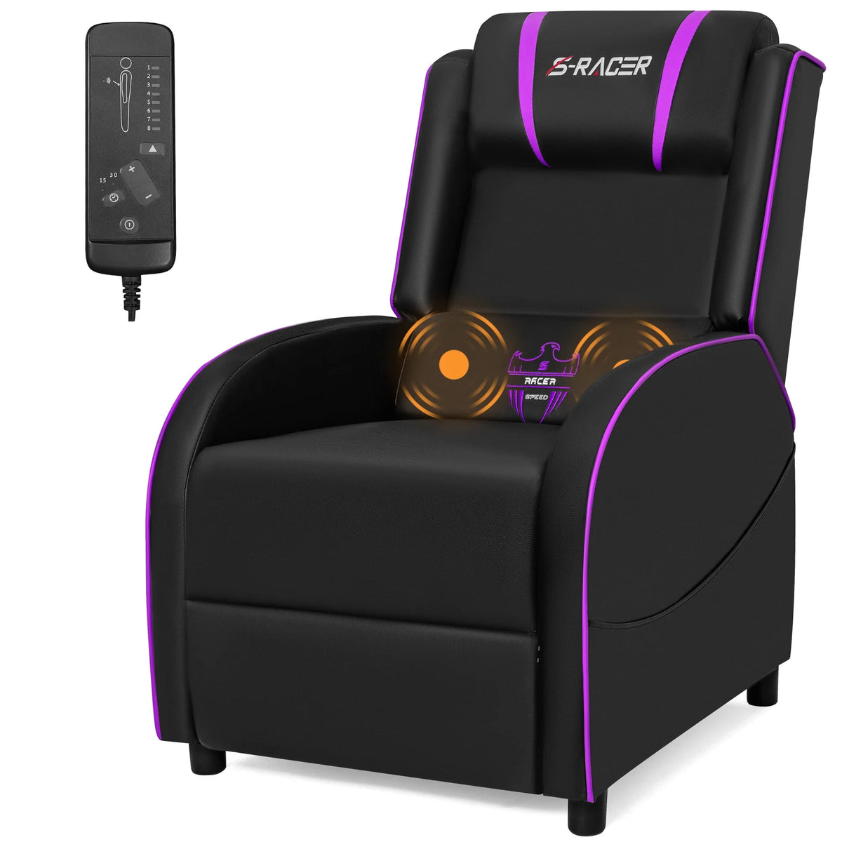 Red PU Leather Massage Gaming Recliner Chair I11923