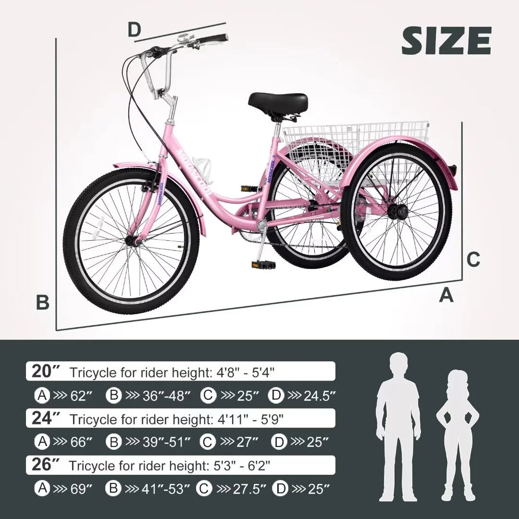 26 7 Speed Adult Tricycle with Large Basket E2848