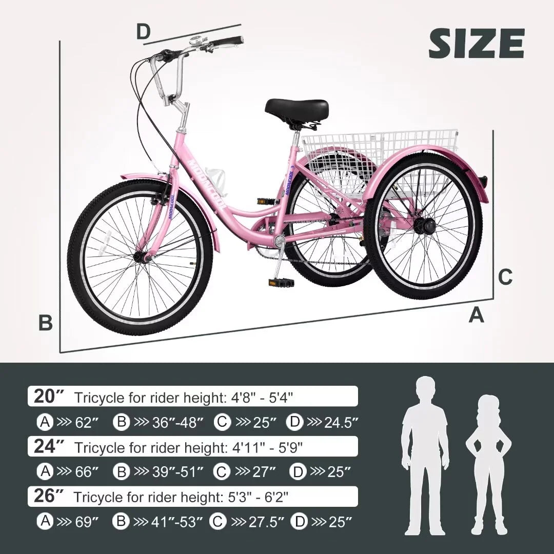 26 7 Speed Adult Tricycle with Large Basket E2848