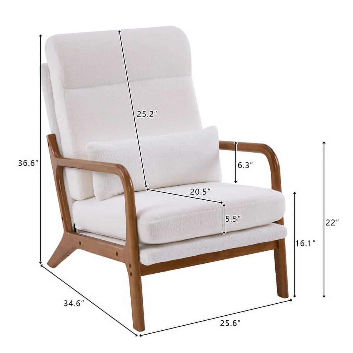 Mid-Century Modern Accent Chair with Lumbar Pillow I2280
