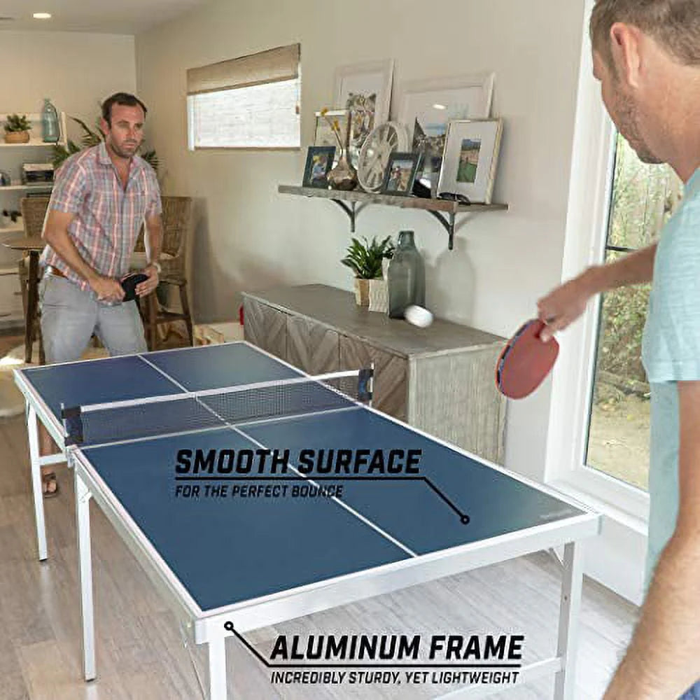6'x3' Portable Table Tennis Game Set with 2 Paddles and 4 Balls H666