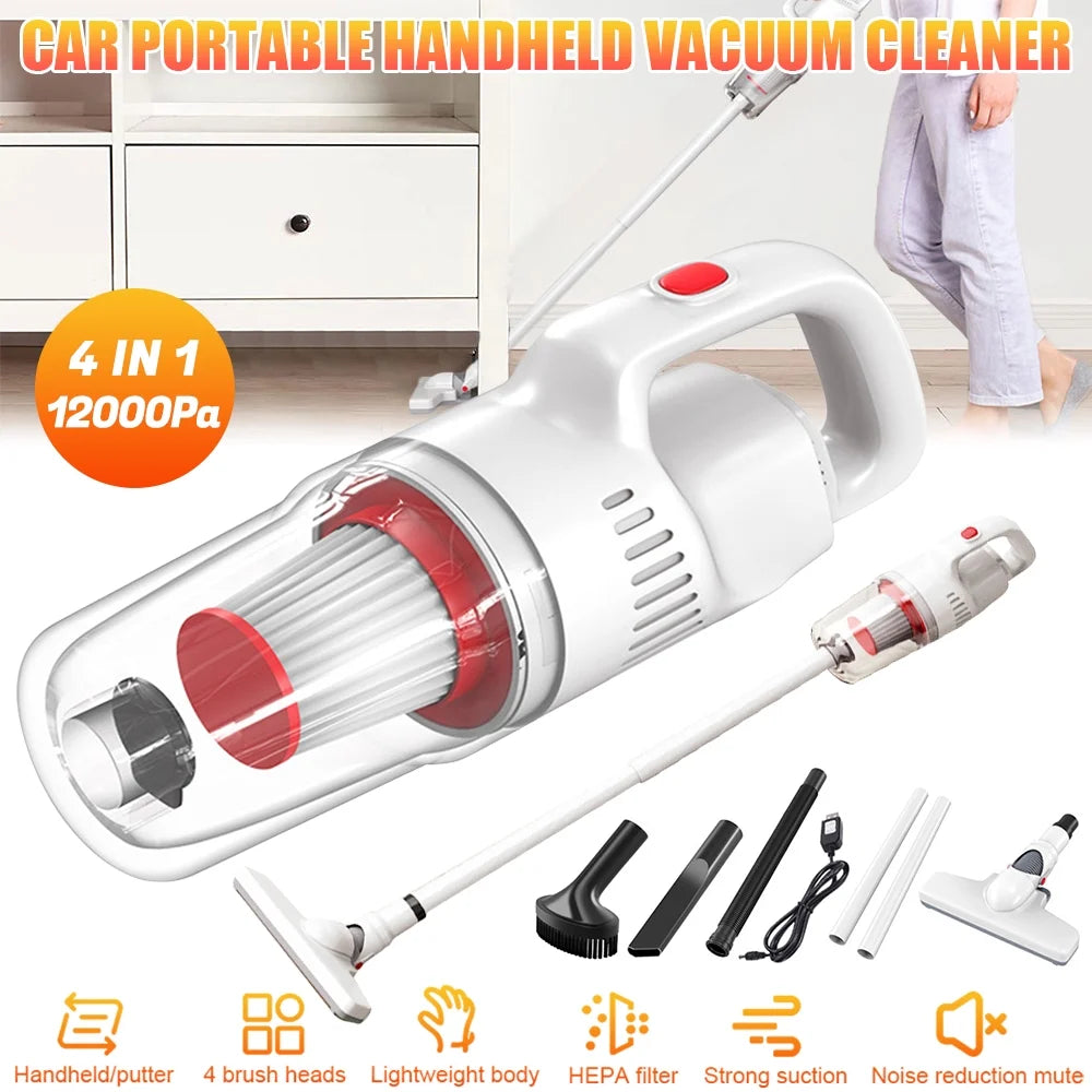 Cordless Stick Vacuum Cleaner, 12000Pa 4 in 1 Handheld (White) Z165352