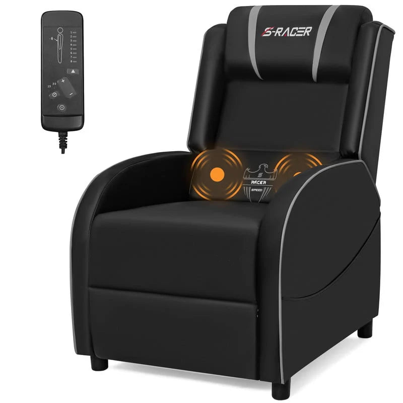 Red PU Leather Massage Gaming Recliner Chair I11923