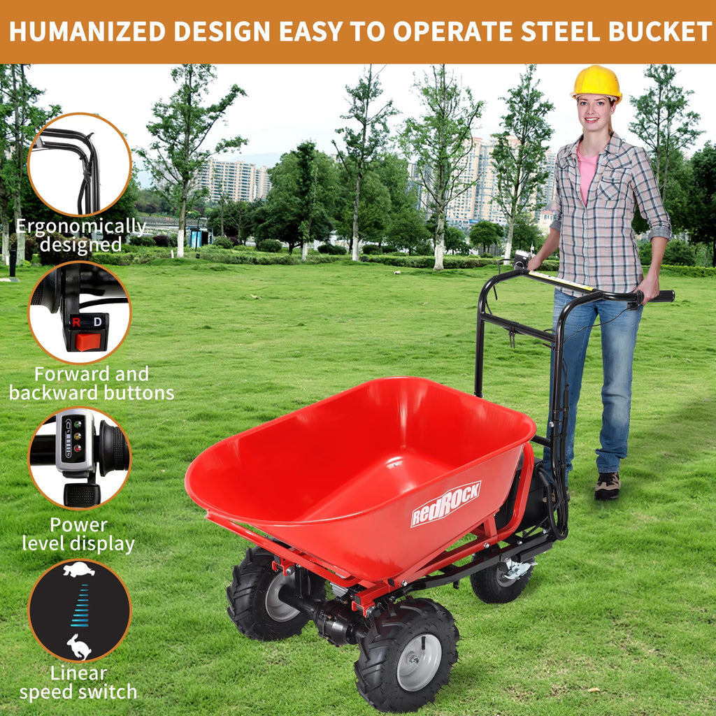48V28Ah 500W Steel Electric Wheelbarrow Utility Cart M47610