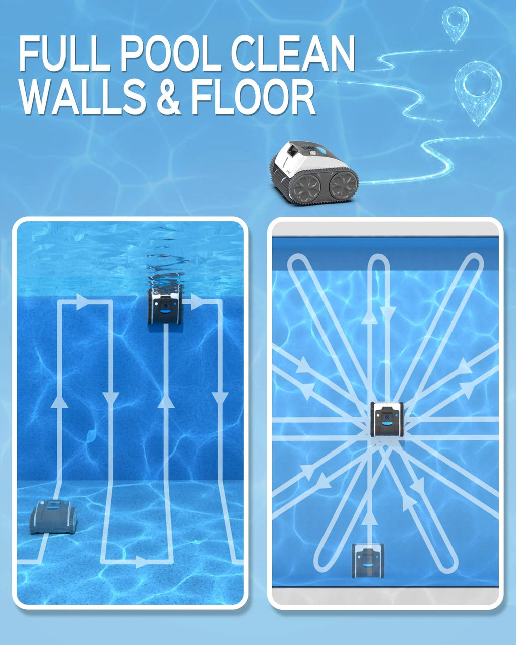 Cordless Robotic Pool Cleaner with Wall Climbing T6243