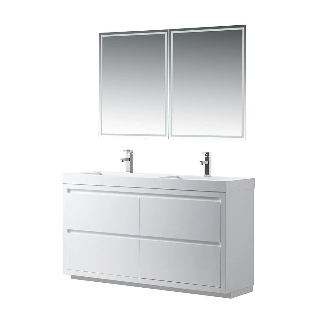 White 60-inch Double Sink Bathroom Vanity R932845