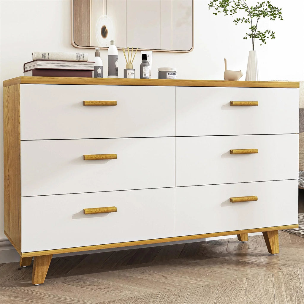 White Wood 6 Drawer Dresser C3447