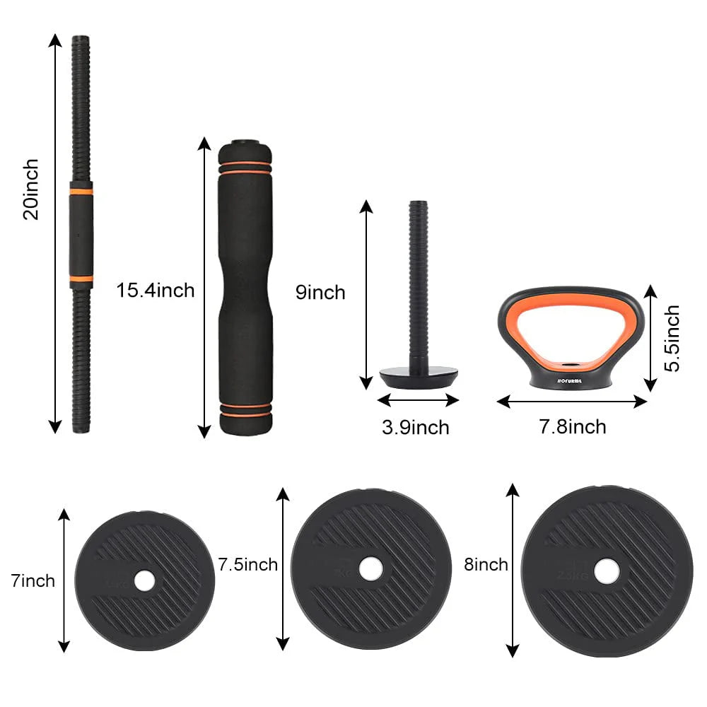 Adjustable 77lb 4-in-1 Dumbbell Barbell Kettlebell Set J40122
