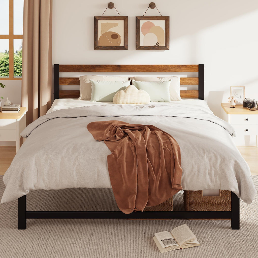 Queen Platform Bed Frame with Headboard T6490