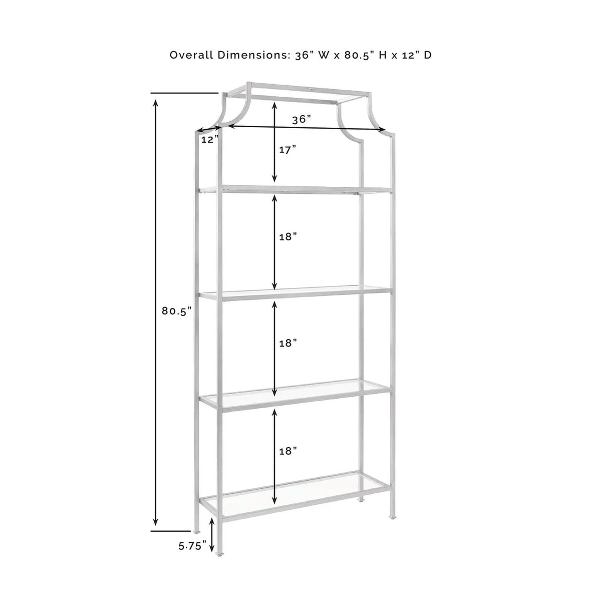 4 Shelf Glass Metal Etagere Bookcase P87049