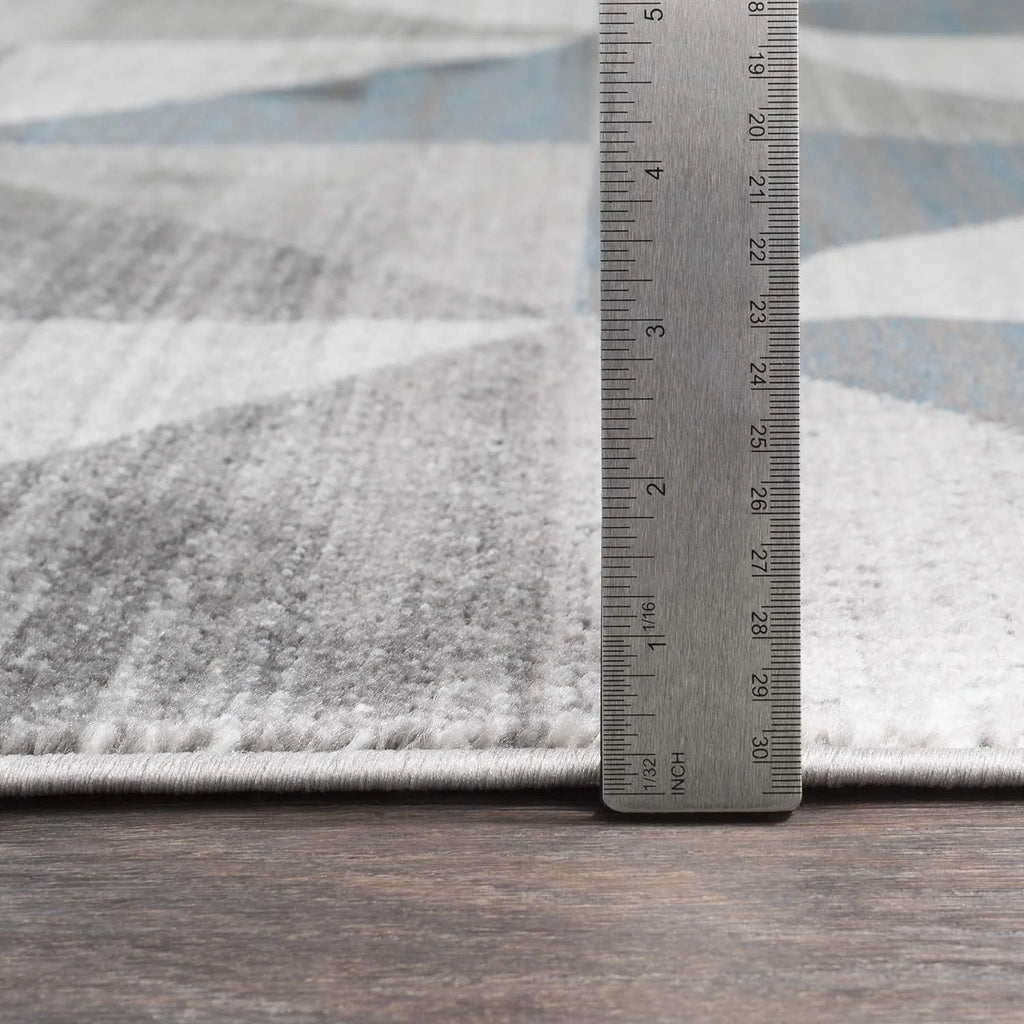 Sky Blue Navy Grey White Square Area Rug Z765889