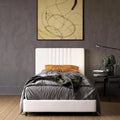 White Faux Leather Upholstered Platform Bed With Tufted Headboard G6857