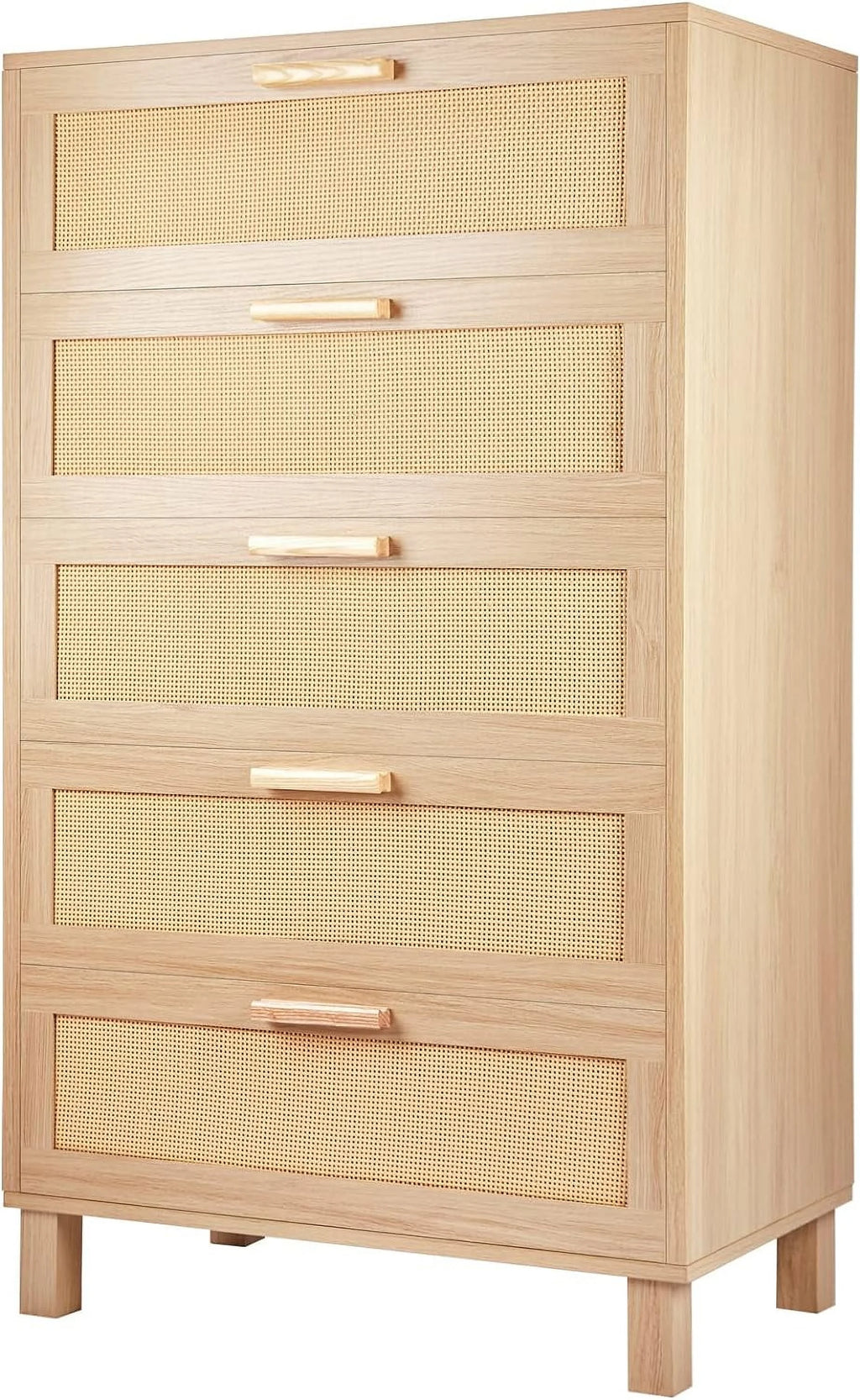 Oak 5 Drawer Rattan Dresser S98124