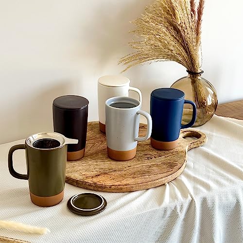 18 oz Ceramic Tea Mug with Infuser and Lid T2925