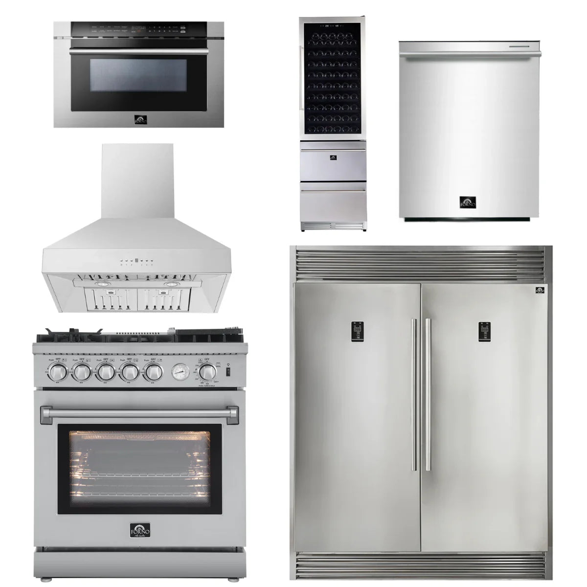 30 Gas Range, 30 Range Hood, 60 Refrigerator, Dishwasher, Microwave Drawer, Wine Cooler Q8768