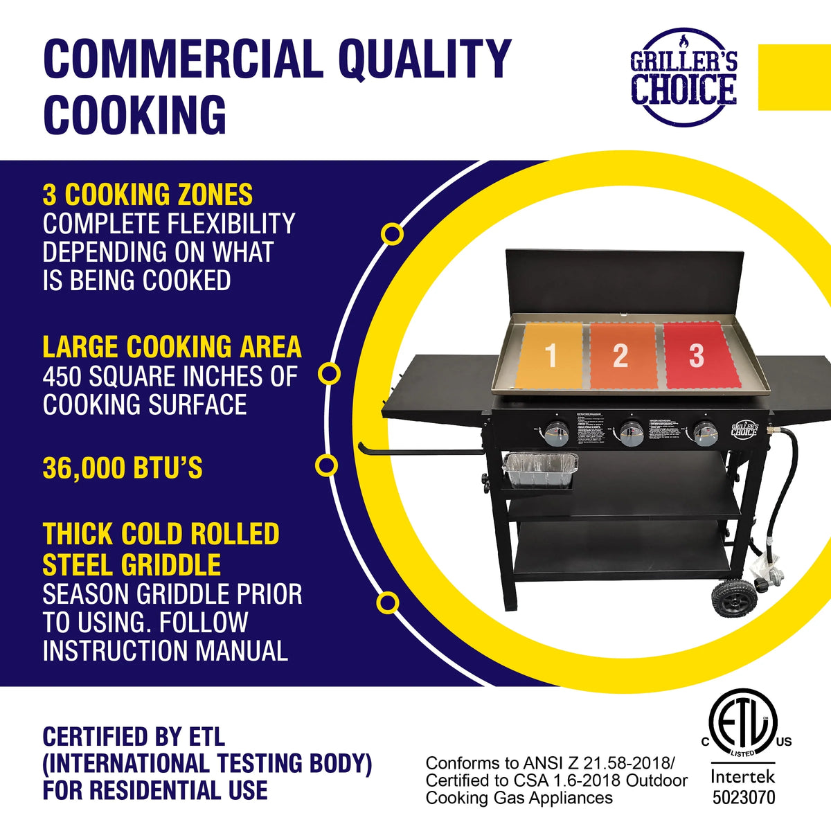 Outdoor Propane Flat Top Griddle Grill with Hood W3687