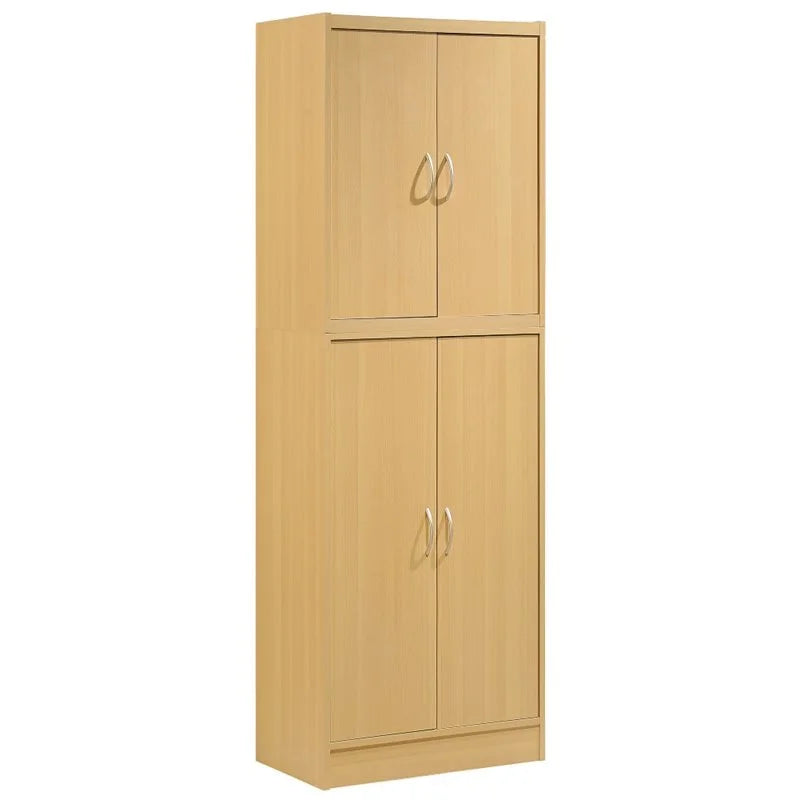 4 Door Kitchen Pantry with 4 Shelves in Beech S519