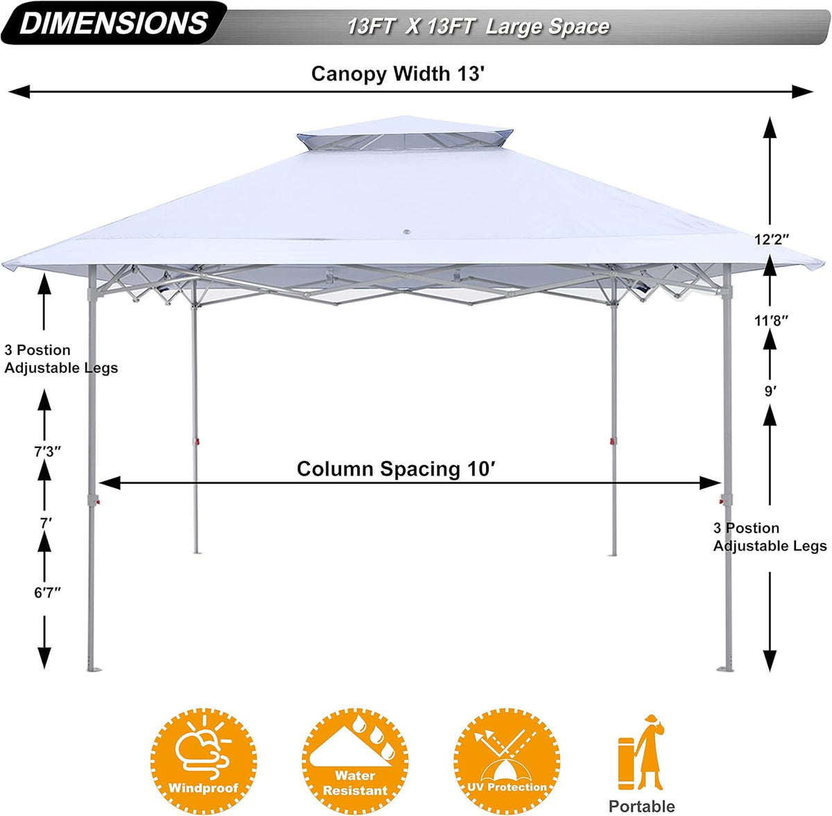 13x13 Pop Up Canopy Tent White J689