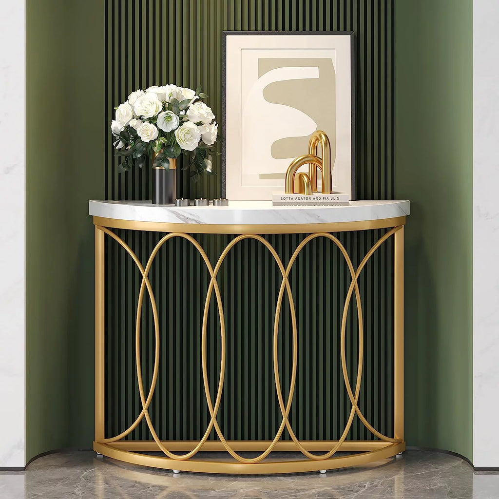 Gold Faux Marble Console Table B1290
