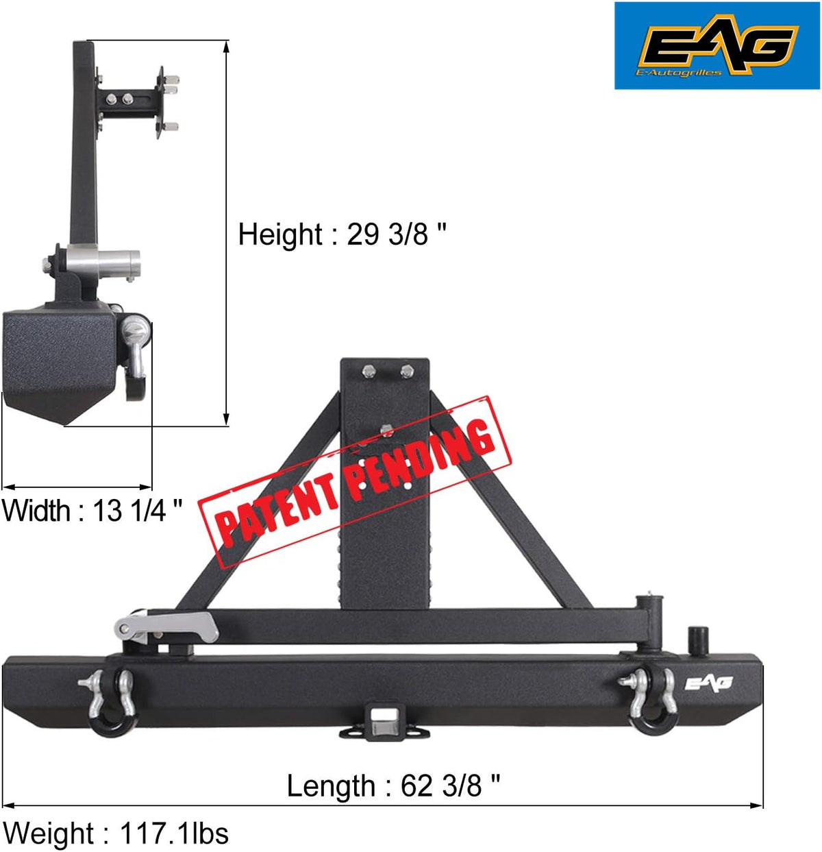 Black Textured Rear Bumper with Tire Carrier Y649