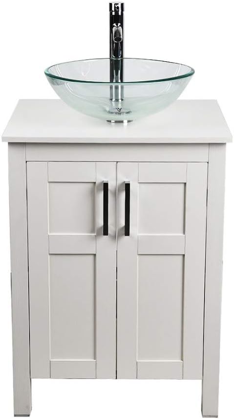24 Inches White Single Bathroom Vanity Set with Top and 2-Door Cabinet M967727