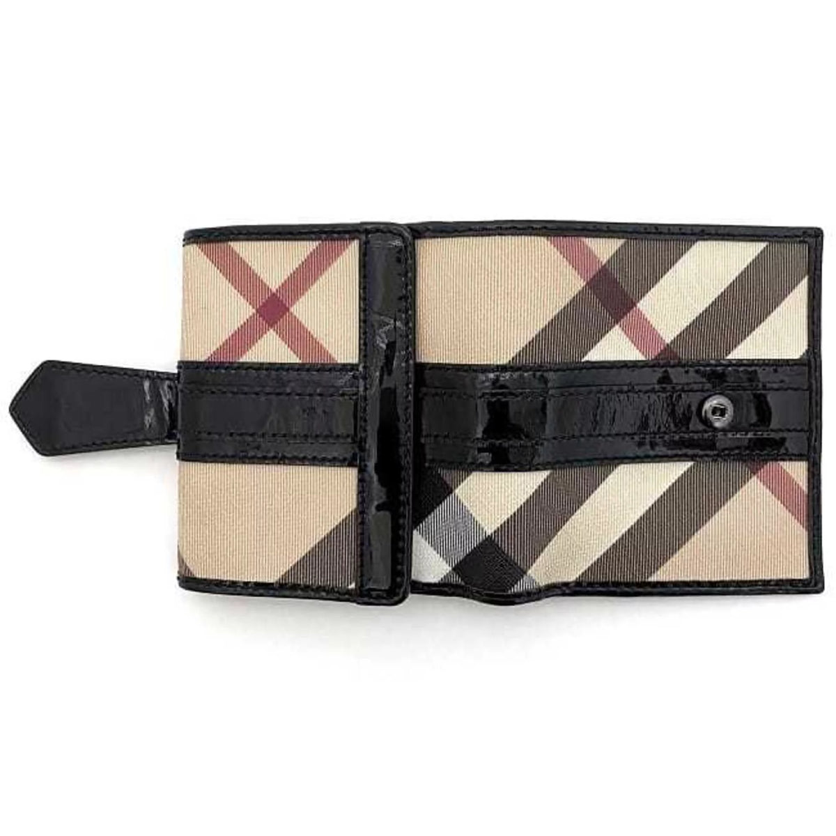 Pre-Owned Beige Black Check PVC Patent Leather Wallet U349044