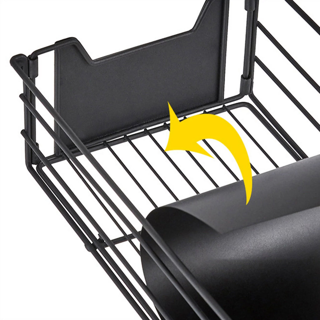 Black Kitchen Storage Rack with Push-Pull Drawer H26819
