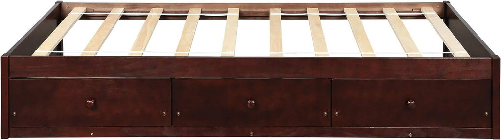 Cherry Wood Storage Bed with 3 Drawers R75052