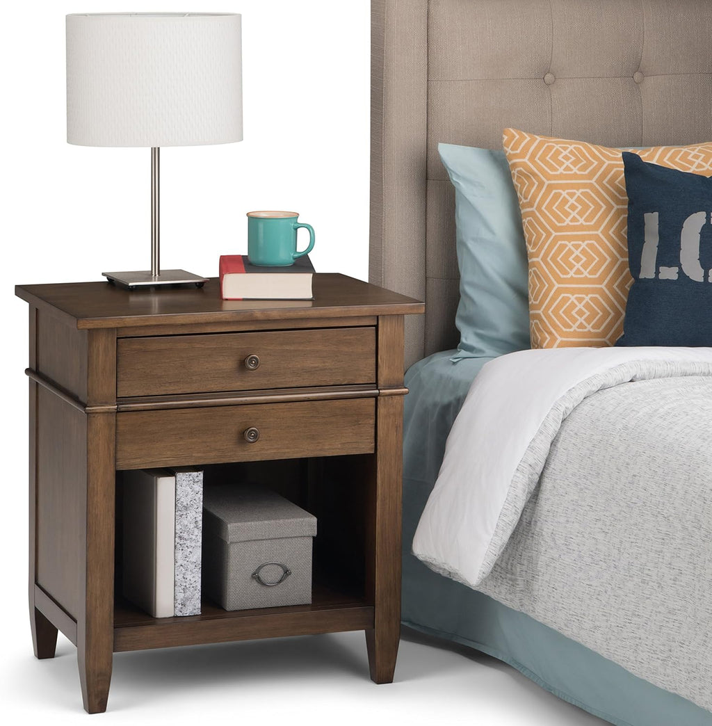 White Solid Wood 2 Drawer Nightstand R6836