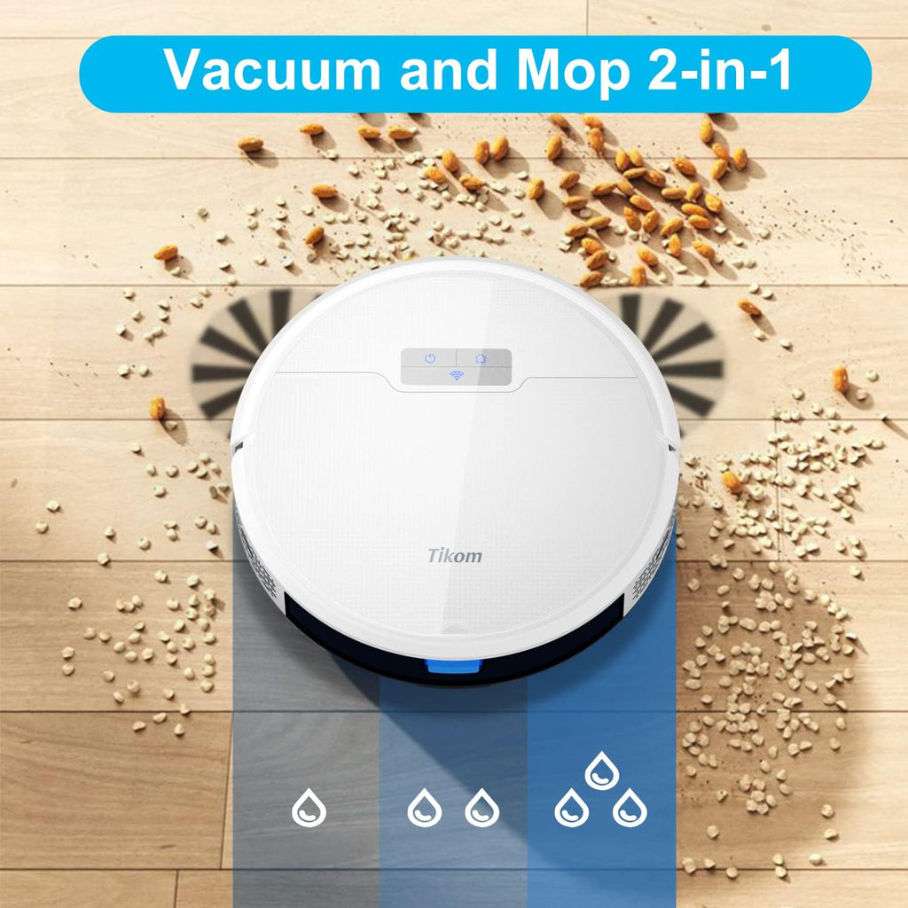 2 in 1 Robot Vacuum and Mop Combo, 4500Pa Suction, 150mins Max, Wi-Fi Q535507